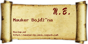 Mauker Bojána névjegykártya